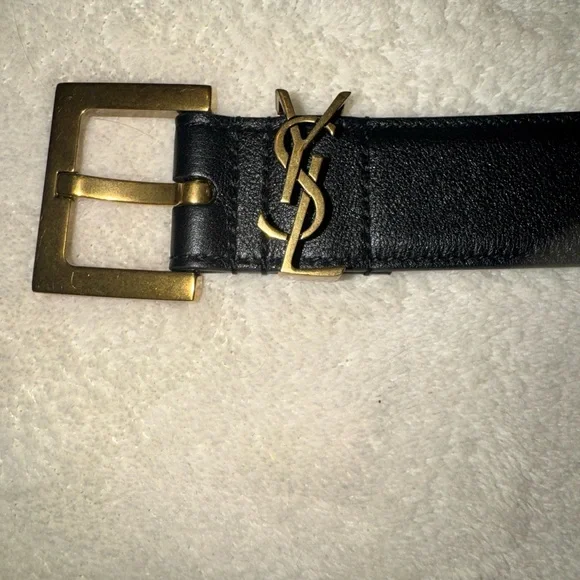YSL - Saint Laurent Paris Women’s Logo Belt Black Size 85 Gold Hardware. EUC - Picture 11 of 16
